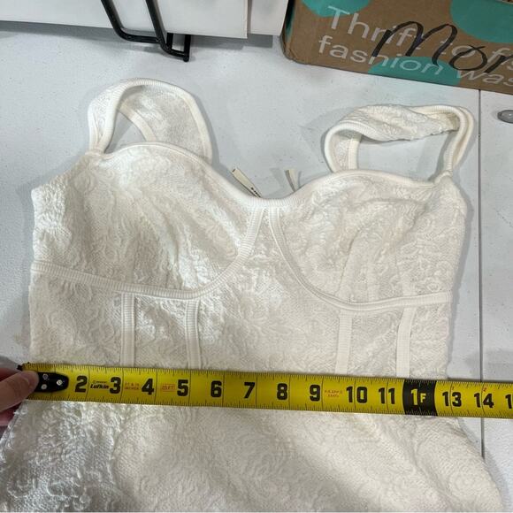 Anthropologie Textured Knit Midi Dress Bustier Ivory Womens Size Small *FLAW - Picture 9 of 11